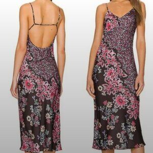 Free People Your Better Side Slip Midi Dress Color Black NWT Size XS floral